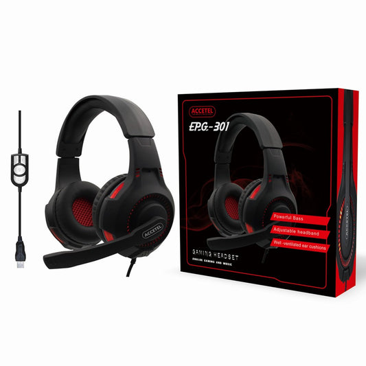 Auscultadores Estéreo Jogos LED 3.5mm com Microfone - Vermelho