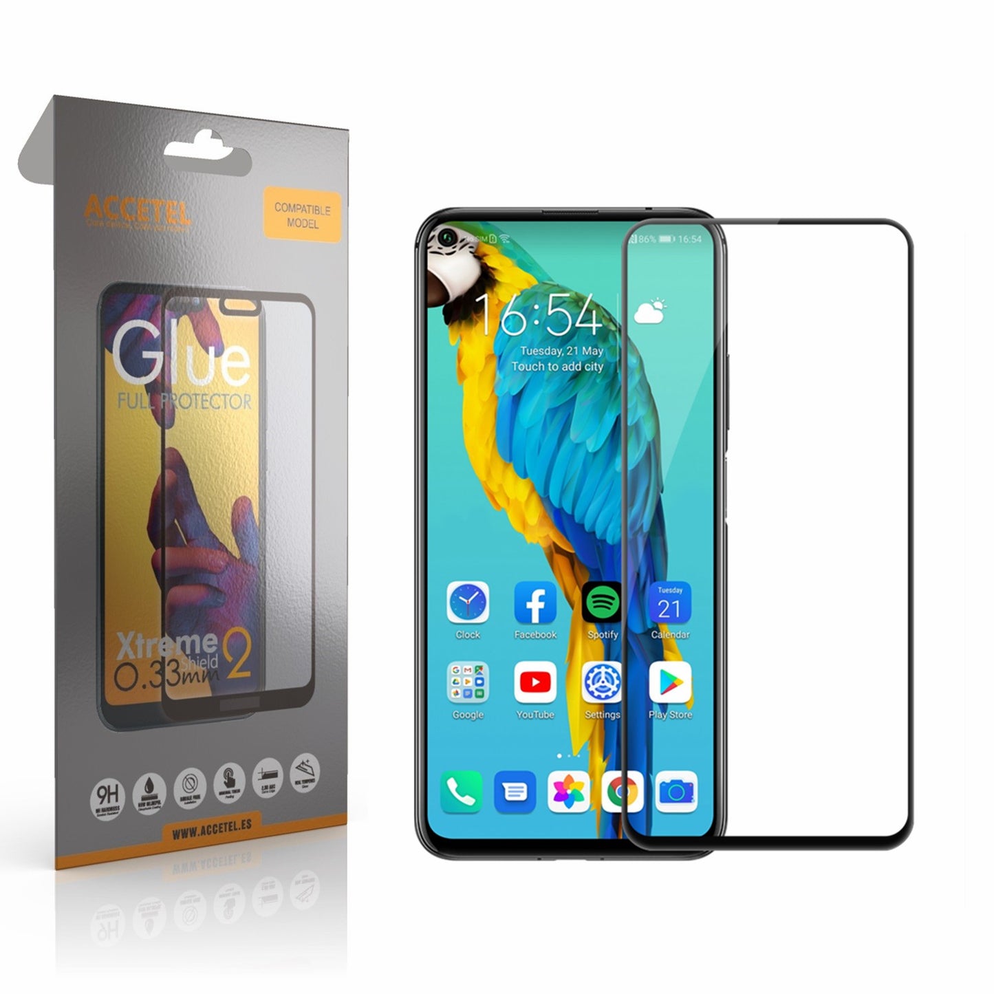 Película de Vidro 2D Full Glue Huawei Honor 20 Preto