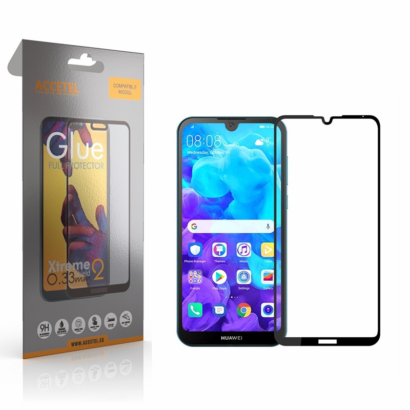 Película de Vidro 2D Full Glue Huawei Y5 2019 Preto