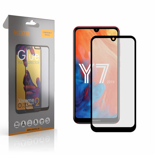 Película de Vidro 2D Full Glue Huawei Y7 2019 Preto