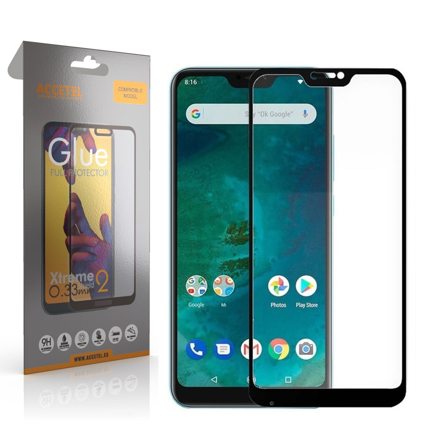 Película de Vidro 2D Full Glue Xiaomi MI A2 Lite Preto