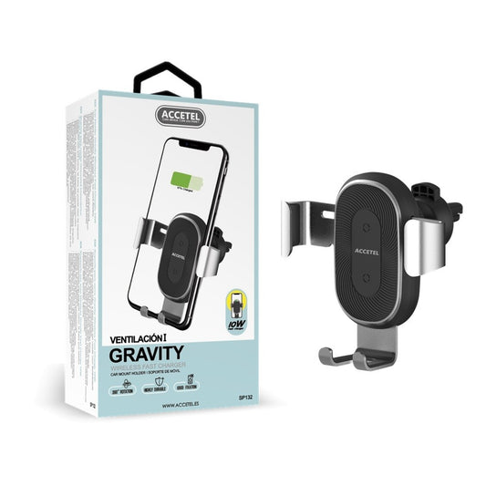 Carregador de Carro Sem Fio Carregamento Rápido 10W Gravity AirVent - Prata