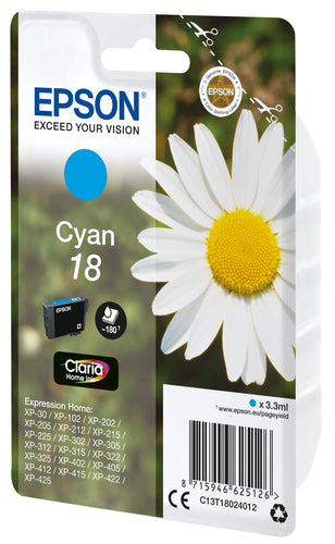 Cartucho de tinta original Epson T1802 (18) Ciano