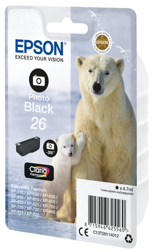 Cartucho de tinta original Epson T2611 (26) Preto Foto
