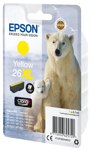 Cartucho de tinta original Epson T2634 (26XL) Amarelo