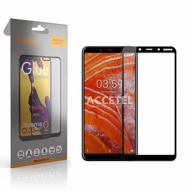 Película de Vidro 2D Full Glue Nokia 3.1 Plus Preto