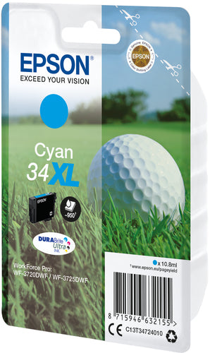 Cartucho de tinta original Epson T3472 (34XL) Ciano