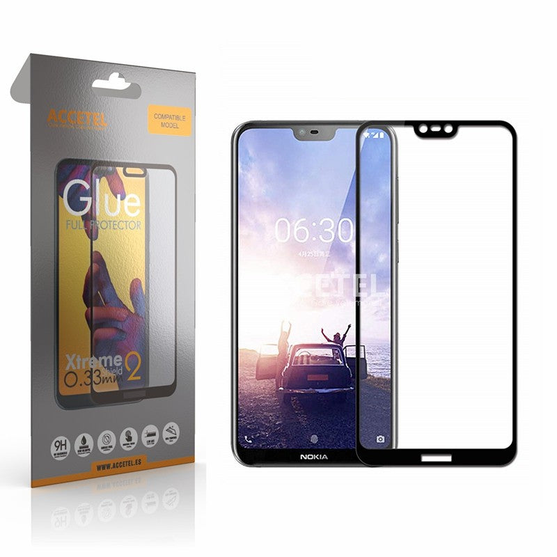 Película de Vidro 2D Full Glue Nokia 6.1 Plus Preto