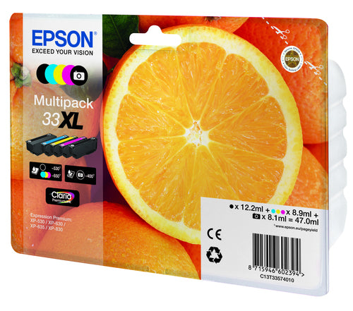 Cartucho de tinta original Epson T3357 (33XL) Pack de 5 Cartuchos de Tinta Originales - C13T33574011 5 Colores