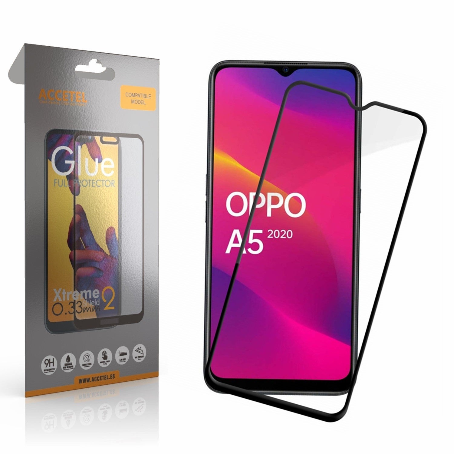 Película de Vidro 2D Full Glue Oppo A5 2020 Preto