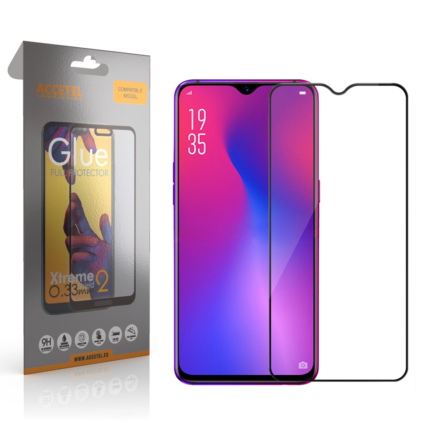 Película de Vidro 2D Full Glue Oppo A7/AX7 Preto