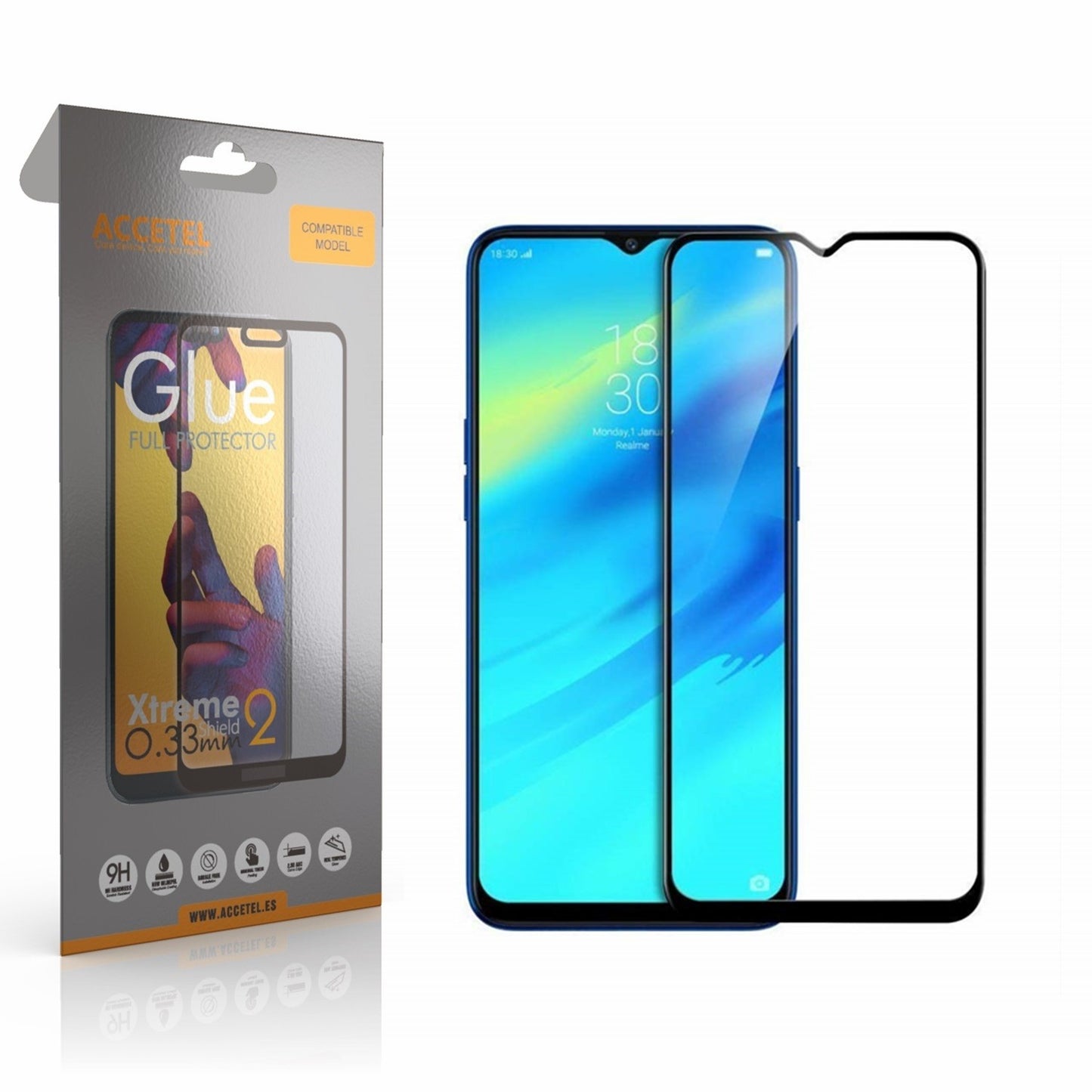 Película de Vidro 2D Full Glue Realme 2 Pro Preto