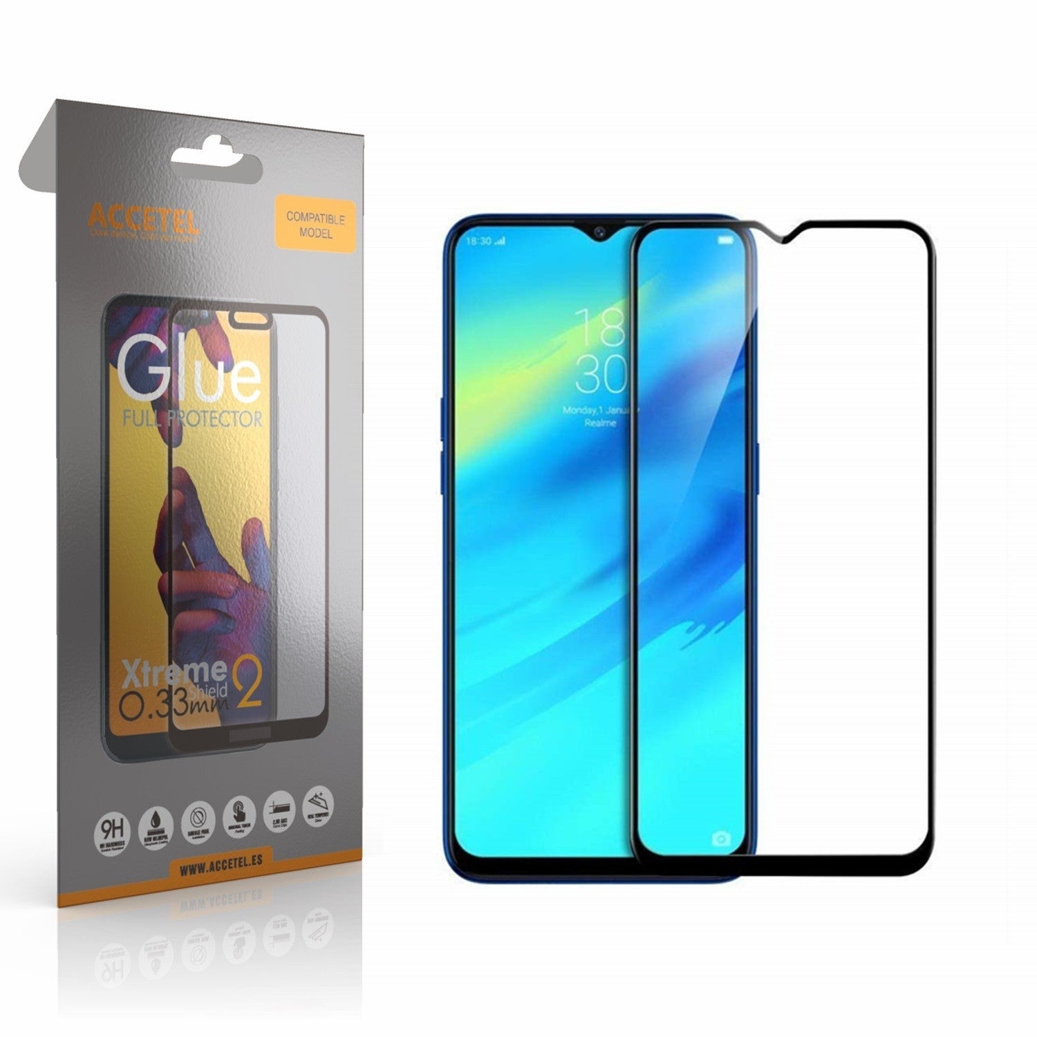 Película de Vidro 2D Full Glue Realme 2 Pro Preto