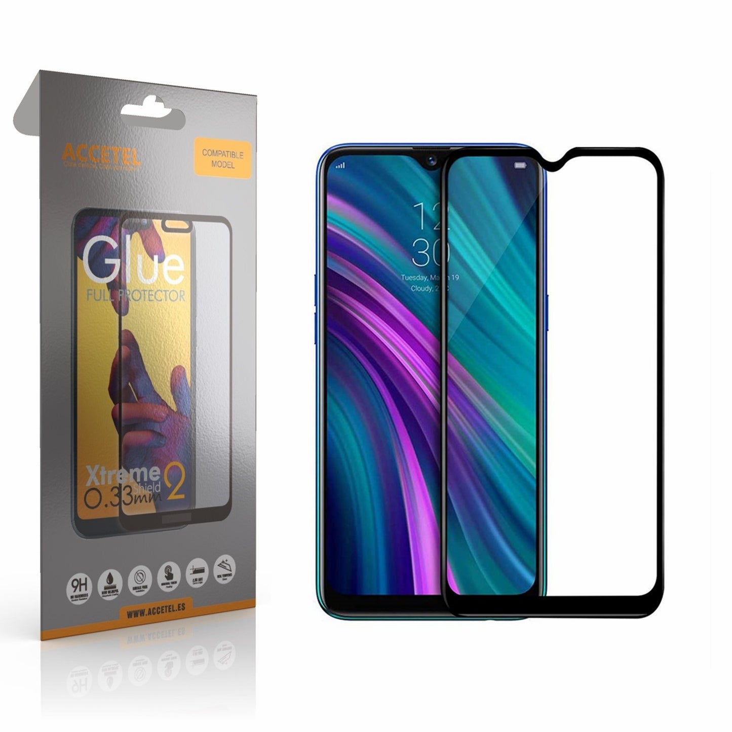 Película de Vidro 2D Full Glue Realme 5 Pro Preto