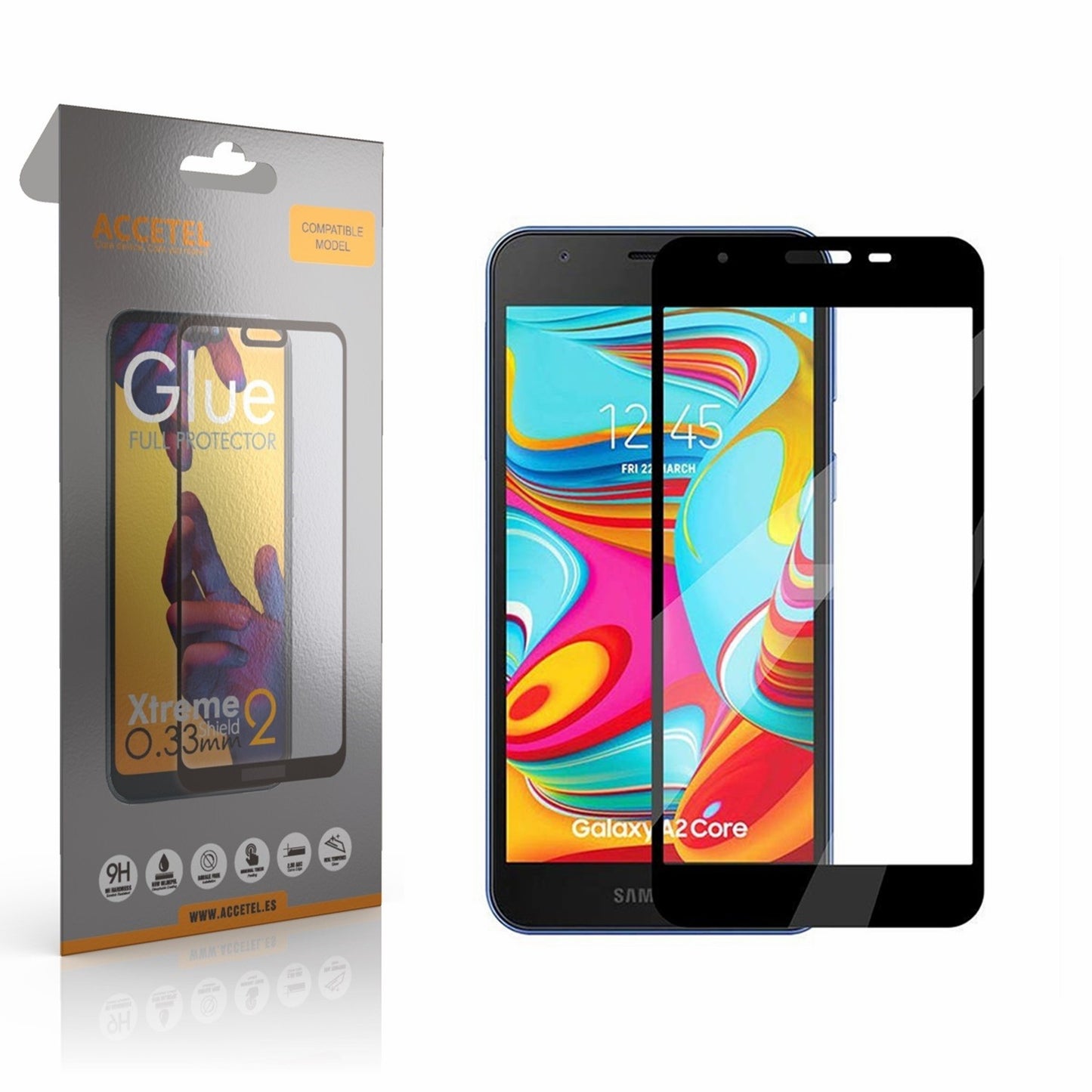 Película de Vidro 2D Full Glue Samsung Galaxy A2 Core Preto