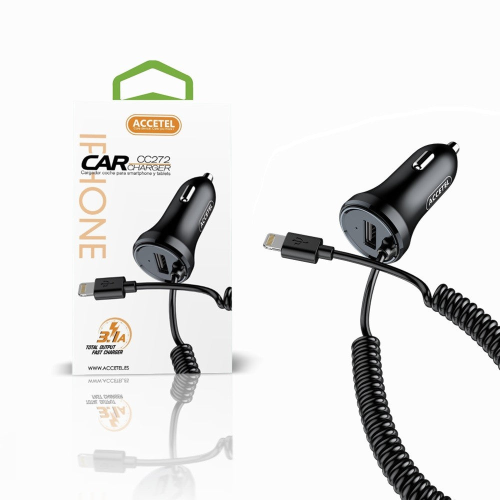 Carregador de Carro 3.1A 1 Porta USB - Cabo Lightning