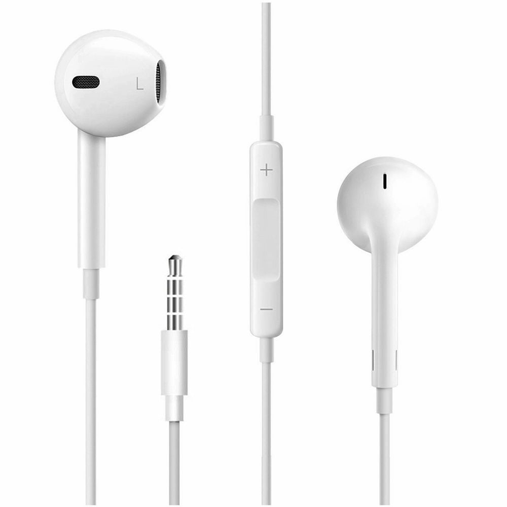 Auscultadores Estéreo com Microfone - Branco (Novo) - Default Title