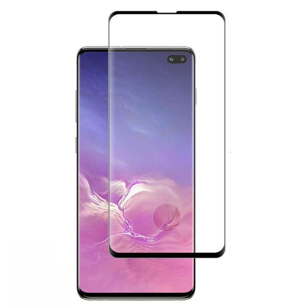 Película de Vidro Curvo - Samsung Galaxy S10+ Preto (Desbloqueio de impressão digital)