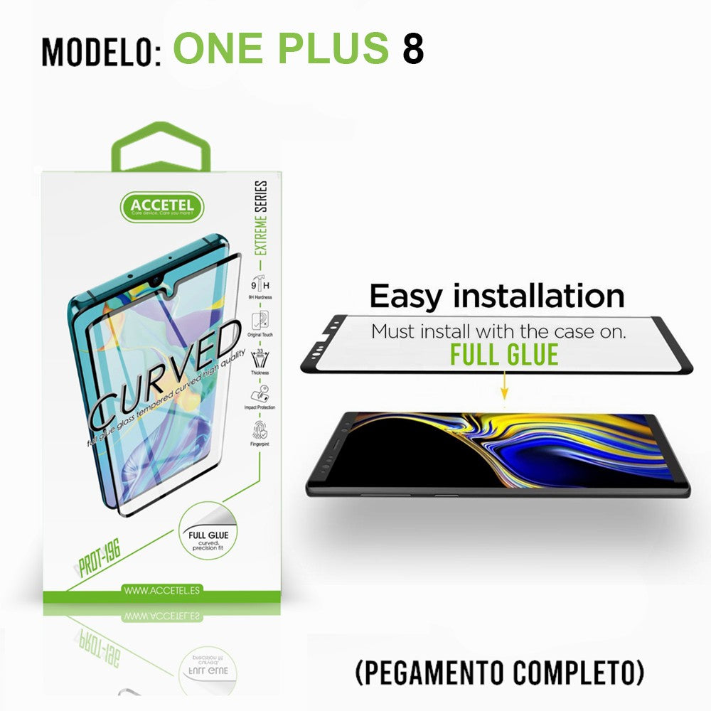 Película de Vidro Curvo Full Glue OnePlus 8 Preto