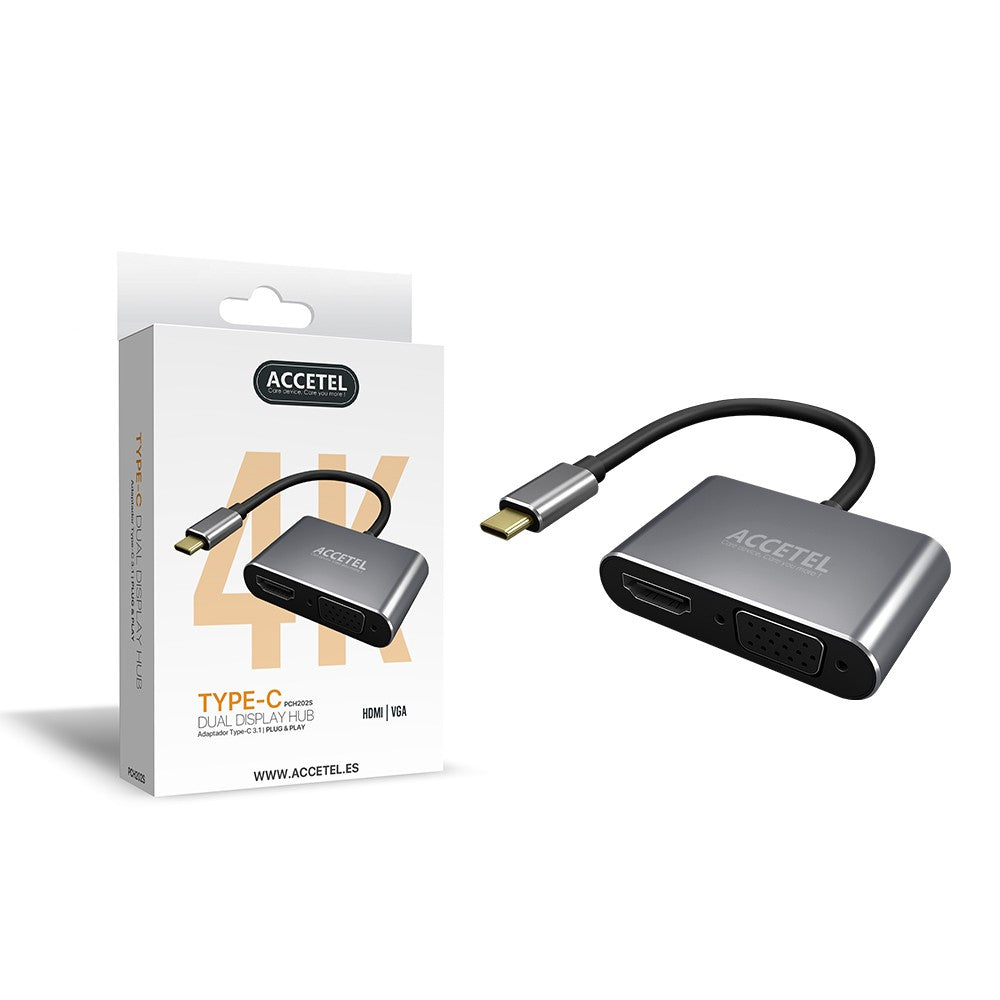 Adaptador USB-C 3.1 para VGA HDMI 4K UHD