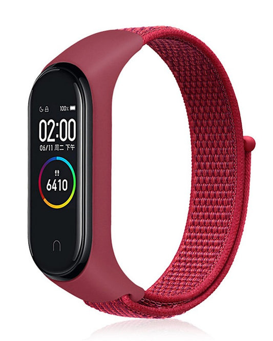 Correia de Nylon com Velcro Mi Band 5 Vermelha