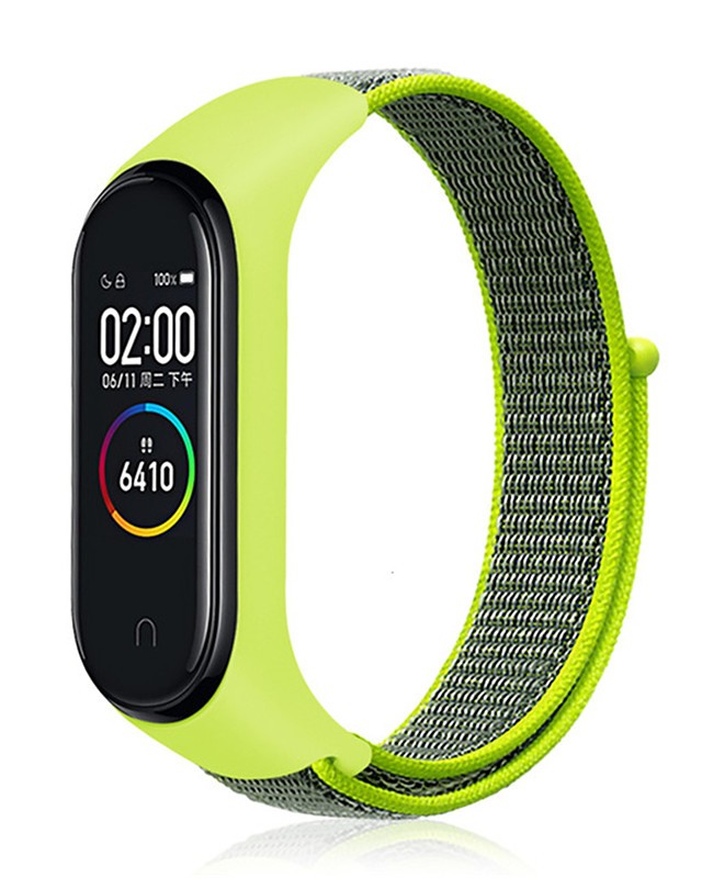Correia de Nylon com Velcro Mi Band 5 Verde Fluorescente