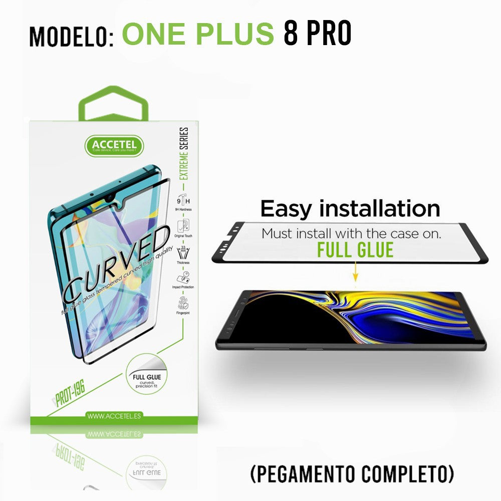 Película de Vidro Curvo Full Glue OnePlus 8 Pro Preto