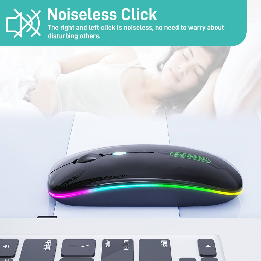 Rato Recarregável Sem Fio Bluetooth 5.2 RGB 2.4GHZ 800/1200/1600 DPI - Branco