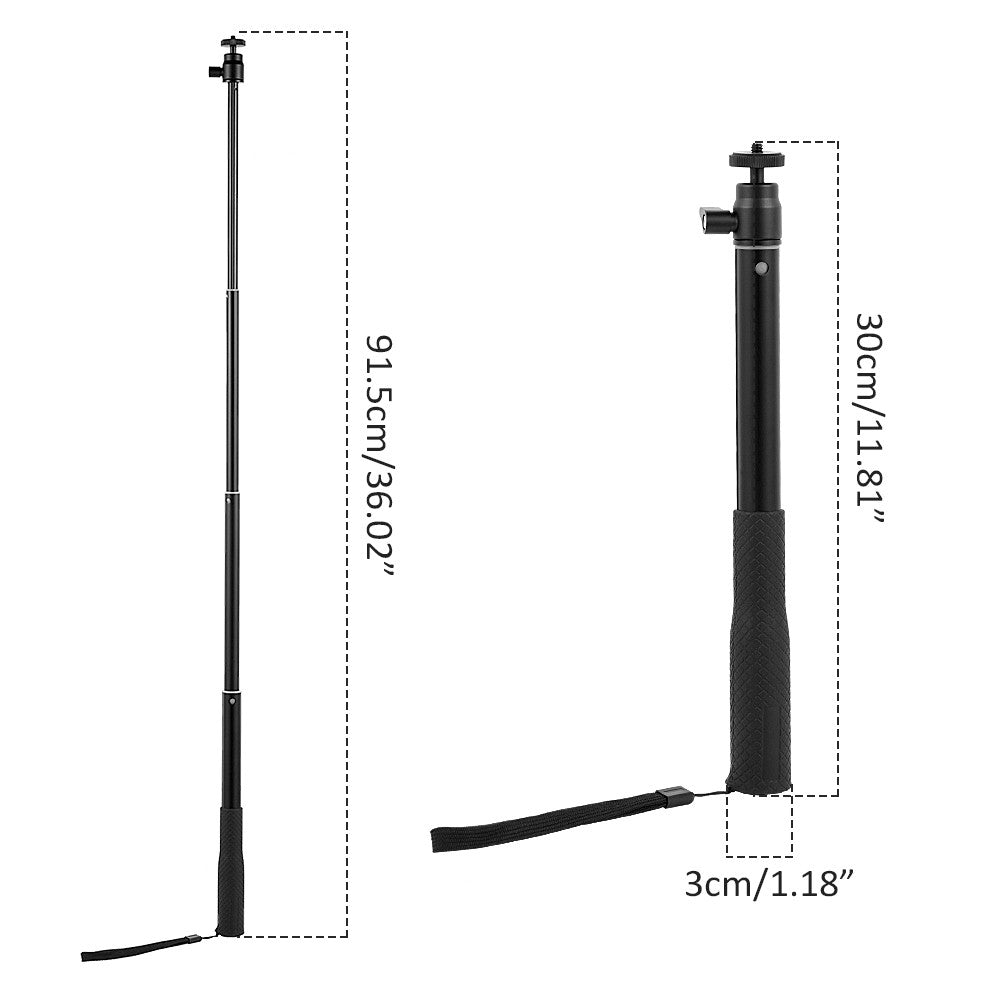 LK-A113 Haste de extensão de bastão de selfie de alumínio (Comprimento 30cm - 91.5cm ) - Default Title