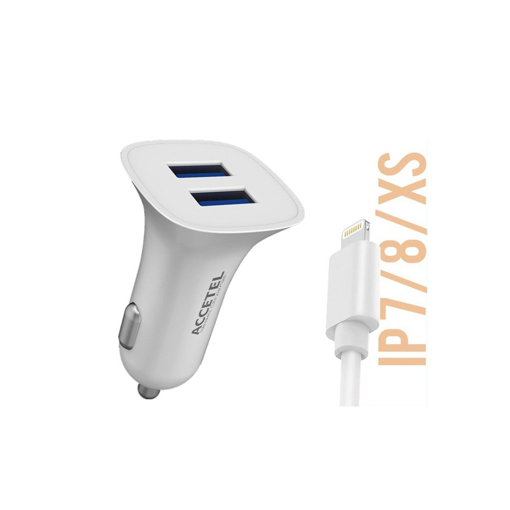 Carregador de Carro Duplo USB 2.1A - Lightning Branco - Default Title