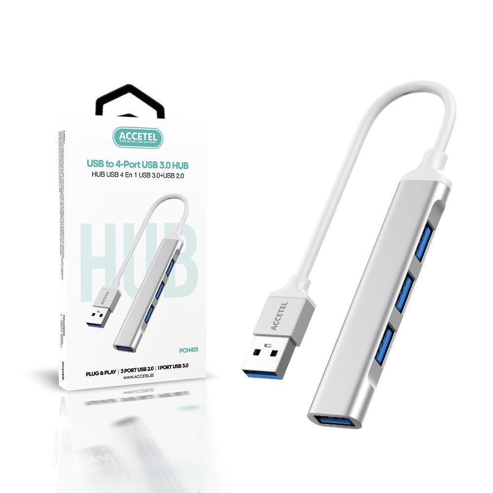 Adaptador HUB USB 4em1 para 4 portas USB 2.0/3.0