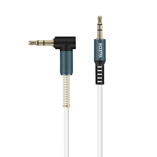 Cabo Auxiliar de áudio 3.5mm M/M tipo L - Branco