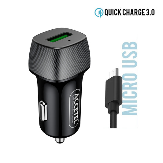 Carregador de Carro Carregamento Rápido QC3.0 18W - Cabo Micro USB - Default Title