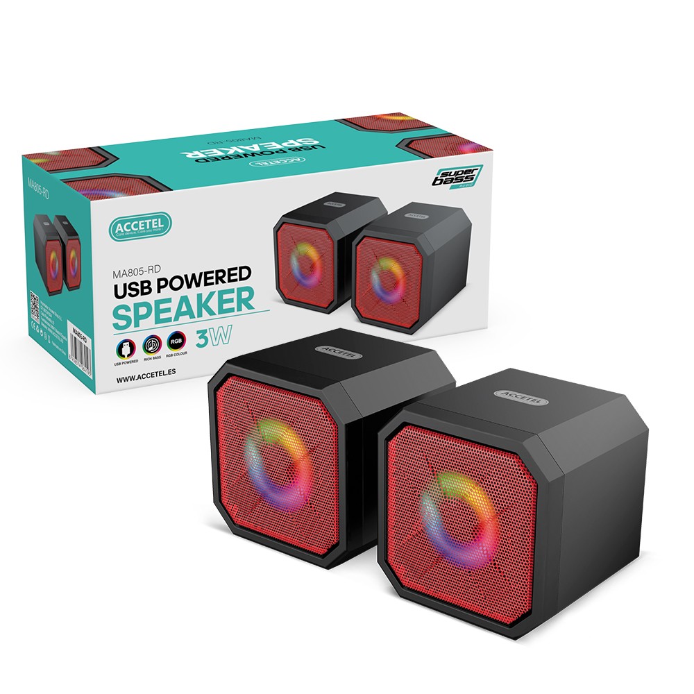 Alto-falante Multimídia Iluminação RGB 2.0 - Vermelho - Default Title