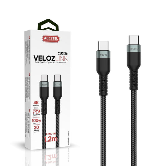 Cabo USB-C para USB-C PD 3.1 Gen 2 (100W USB TYPE-C Trans.20Gbps 4K 1,2M)