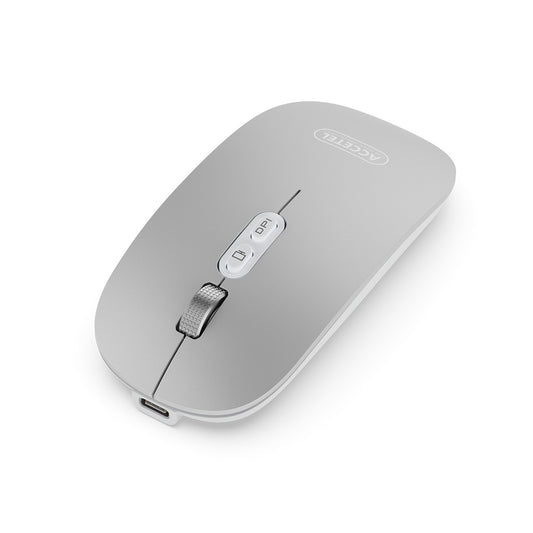 Rato Recarregável Sem Fio Bluetooth 5.2 RGB 2.4GHZ 800/1200/1600 DPI - Prata - Default Title