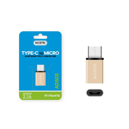 Adaptador Tipo-C para Micro USB - Dourado