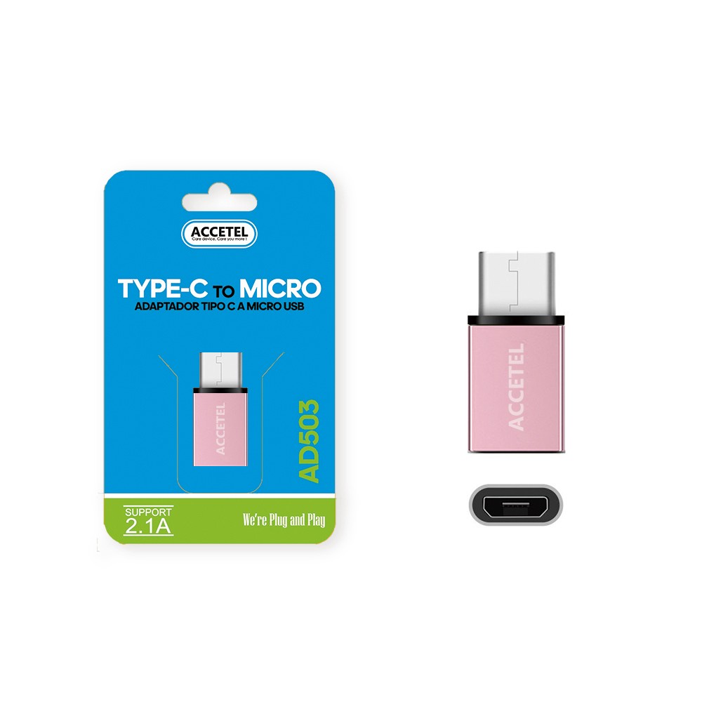 Adaptador Tipo-C para Micro USB - Rosa