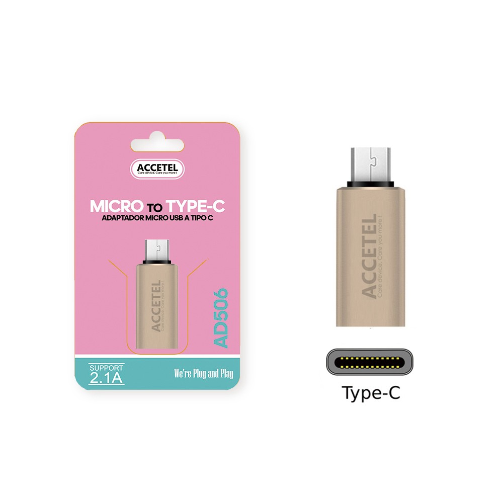 Adaptador Micro USB para Tipo-C - Dourado