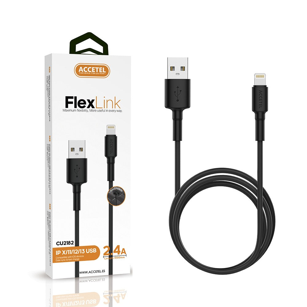 Cabo de dados TPE 2.4A - Lightning (1M) Preto