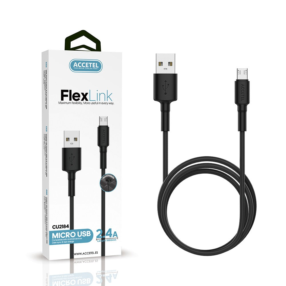 Cabo de dados TPE 2.4A - Micro USB (1M) Preto