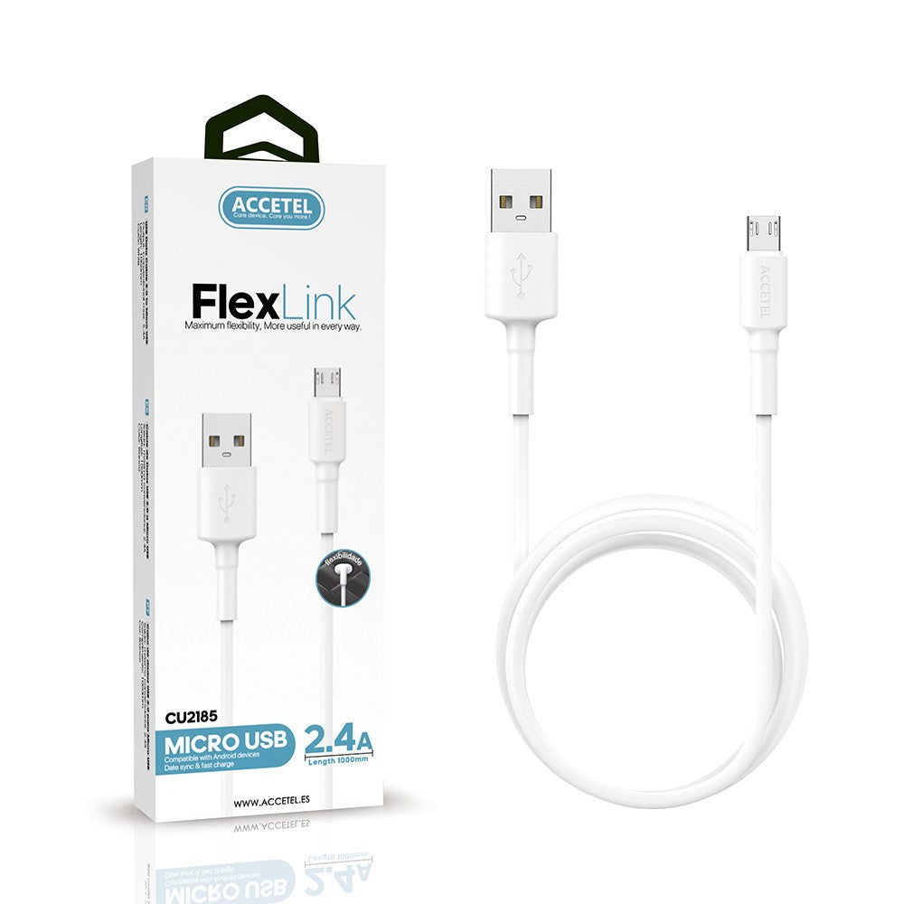 Cabo de dados TPE 2.4A - Micro USB (1M) Branco
