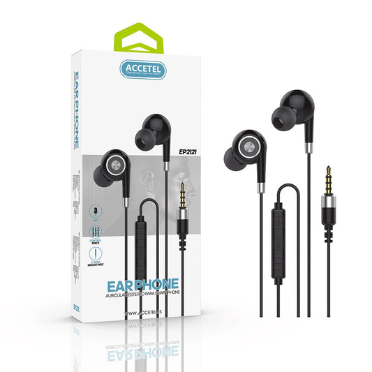 Auscultadores Estéreo 3.5mm com Microfone - Preto/Prata