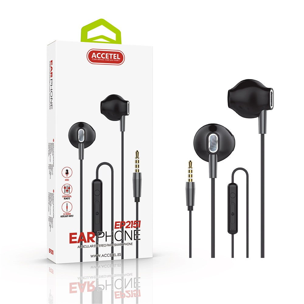 Auscultadores Estéreo 3.5mm com Microfone - Preto