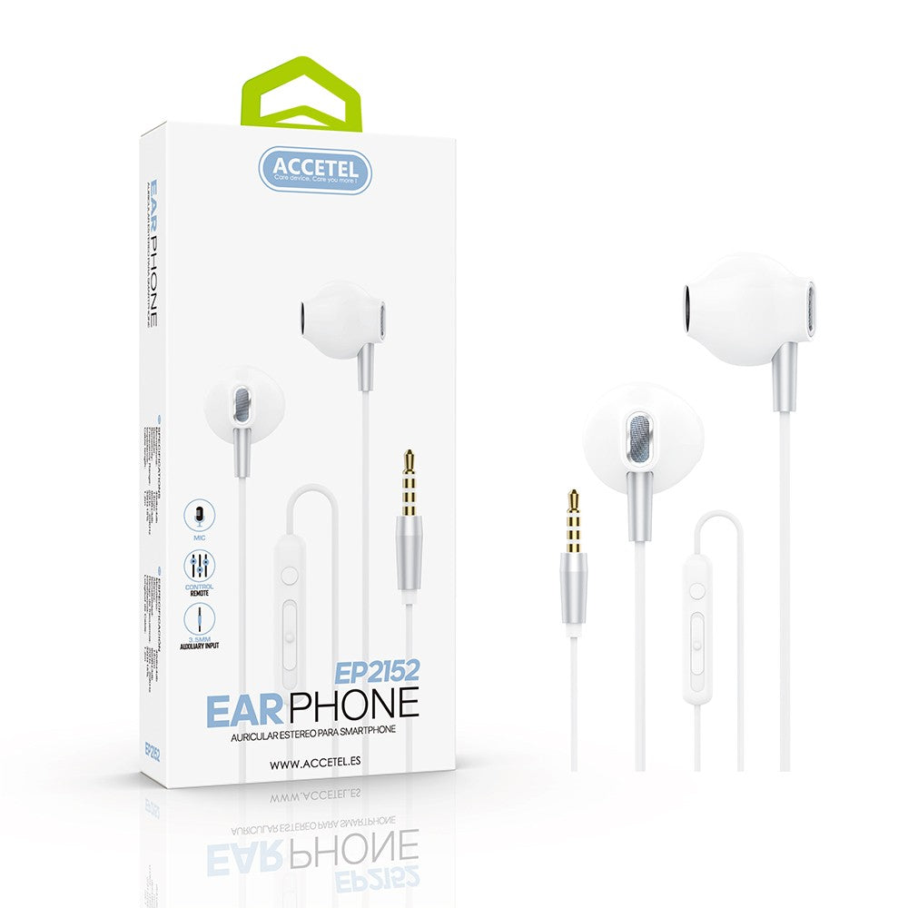 Auscultadores Estéreo 3.5mm com Microfone - Branco