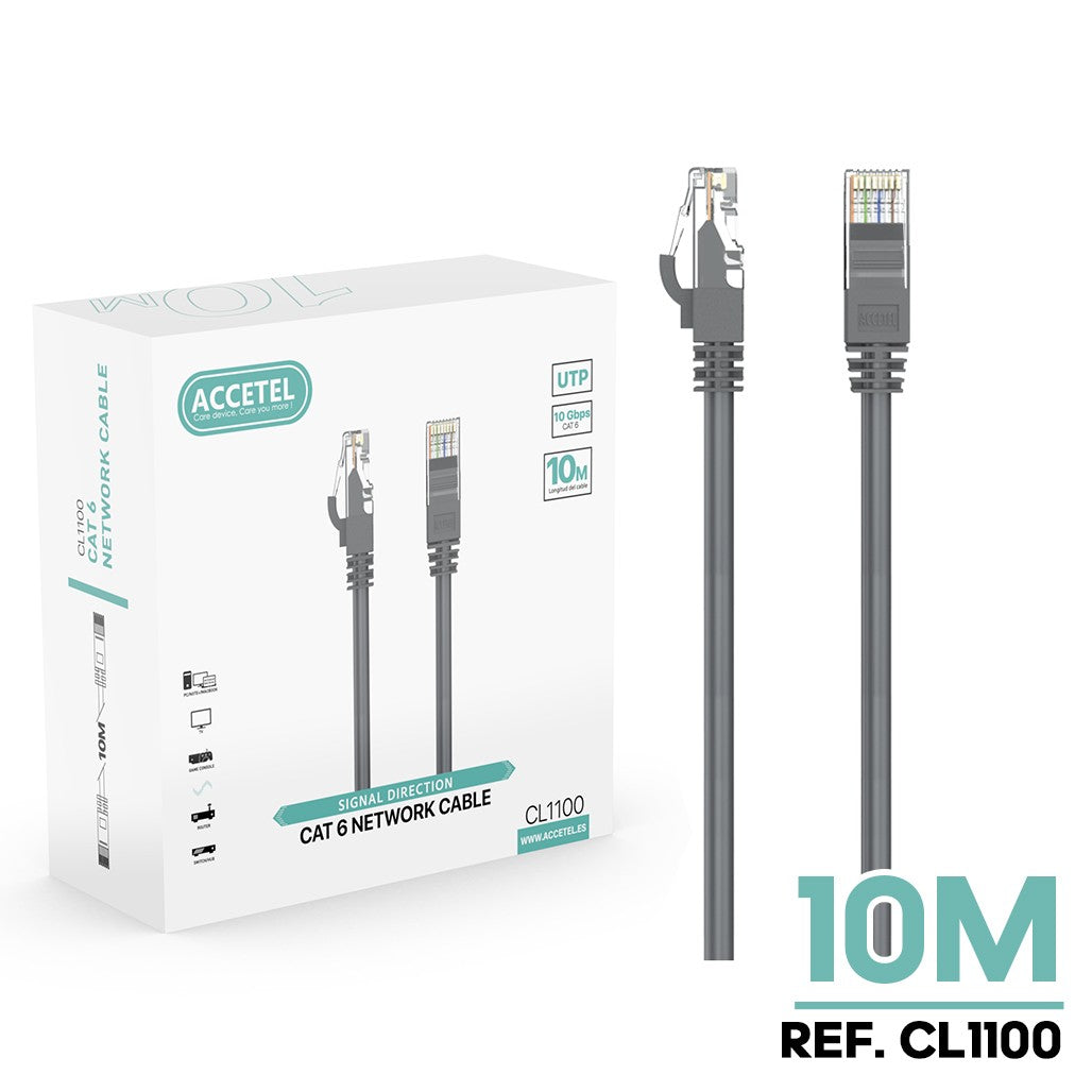Cabo de Internet LAN CAT6 Cinza (10M)
