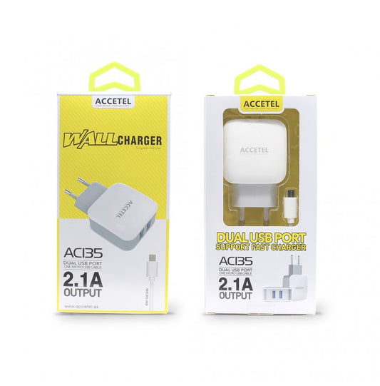 Carregador de Parede Duplo USB 2.1A Cabo Micro USB