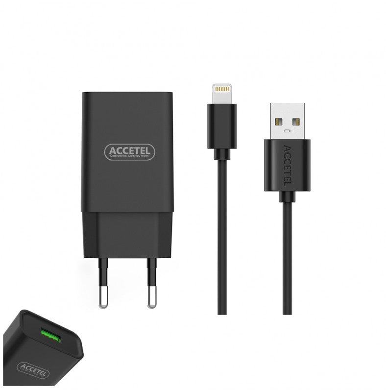 Carregador de Parede 2.1A Cabo Lightning Preto