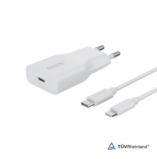 Carregador de Parede UltraSlim de Carga Rápida PD 20W Cabo USB-C para Lightning