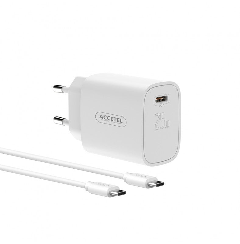 Carregador de Parede Carregamento Rápido PD 25W Cabo Tipo-C para Tipo-C 1M